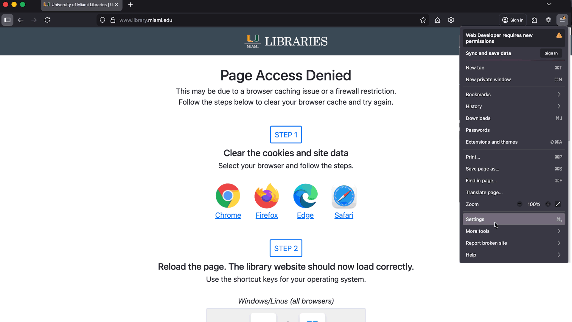 Firefox clear site data sequence