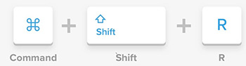 Mac OS keyboard shortcuts Command, Shift, R 