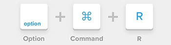 Mac OS keyboard shortcuts Option, Command, R 